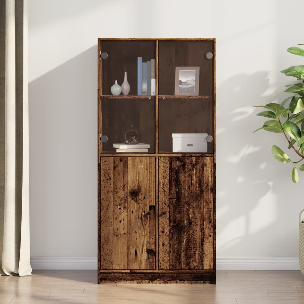 Ντουλάπα με Πόρτες Όψη Παλαιού Ξύλου 68x37x142 εκ. Επεξ. Ξύλο