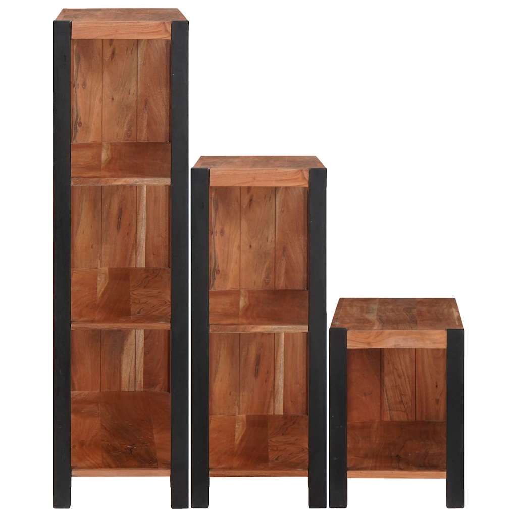Ράφι Βιβλίων 3 pcs Καφέ 80 x 30 x 110 εκ Στερεό Ξύλο Ακακίας - Pakobazaar