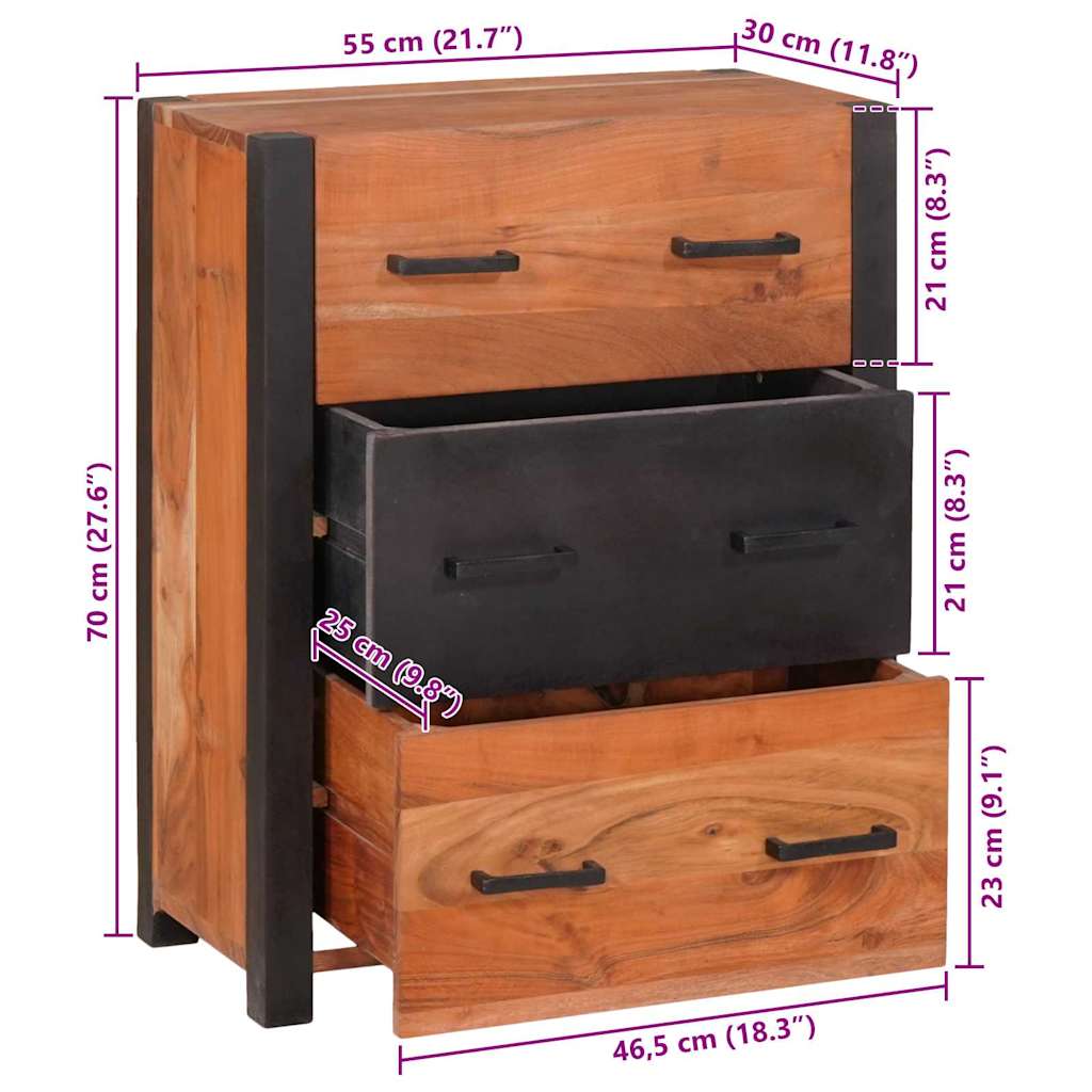 Πλαϊνό γραφείο 3 pcs Καφέ 110 x 30 x 75 εκ Στερεό Ξύλο Ακακίας