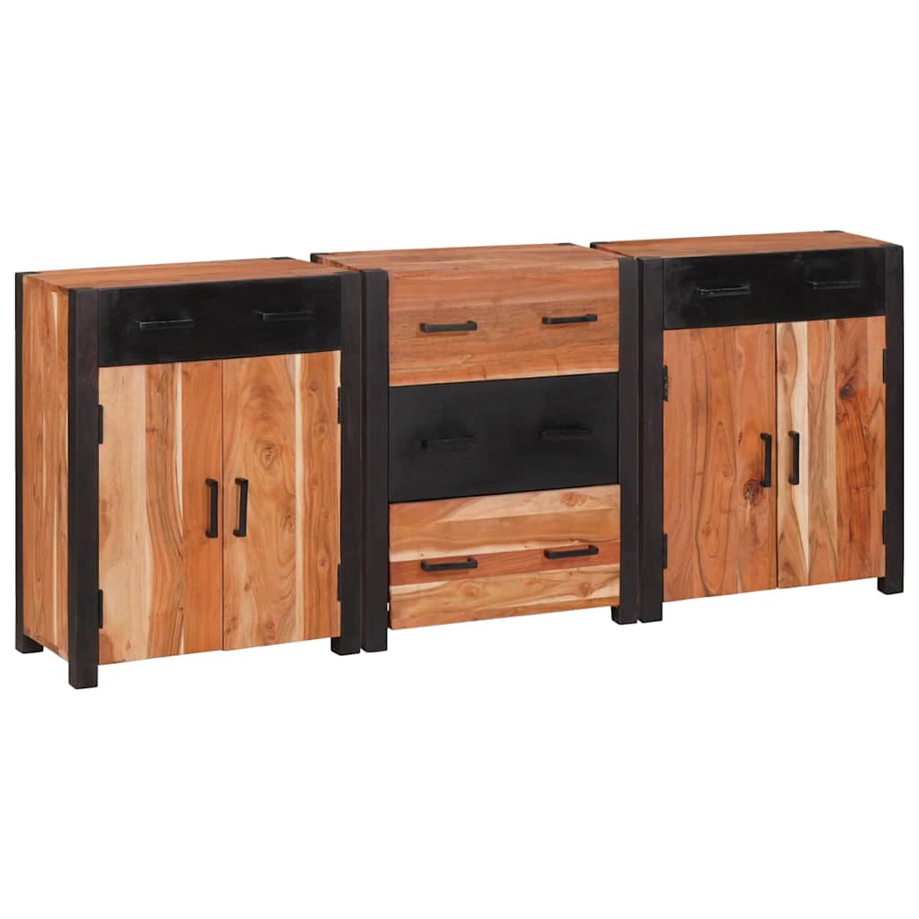 Πλαϊνό γραφείο 3 pcs Καφέ 165 x 30 x 75 εκ. Στερεό Ξύλο Ακακίας