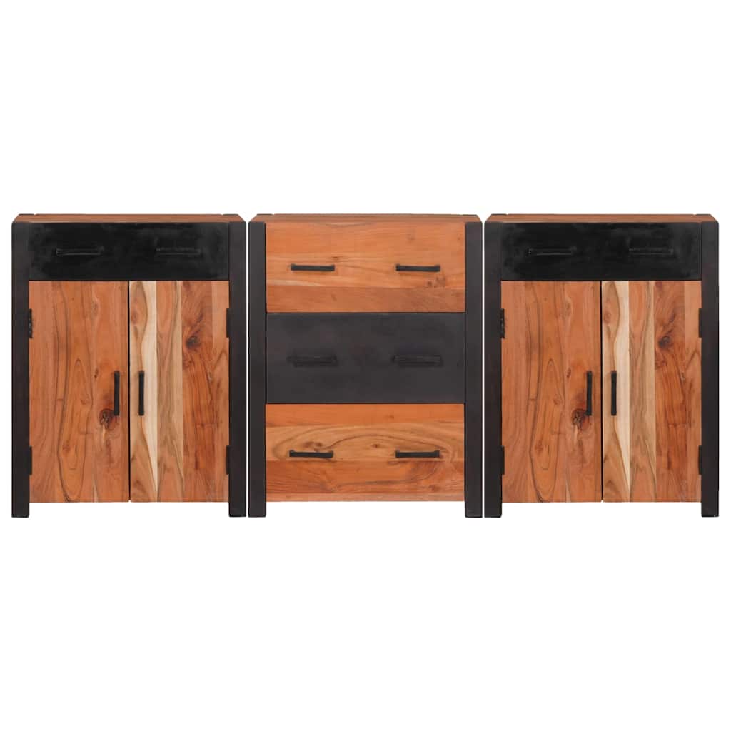 Πλαϊνό γραφείο 3 pcs Καφέ 165 x 30 x 75 εκ. Στερεό Ξύλο Ακακίας