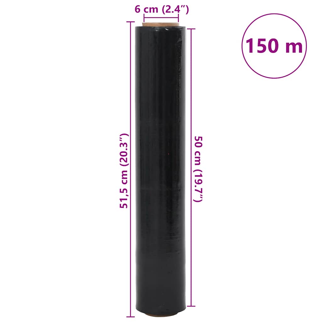 Stretch Film 2 τεμάχια Μαύρο 20 μm 50 cm x 150 m - Pakobazaar