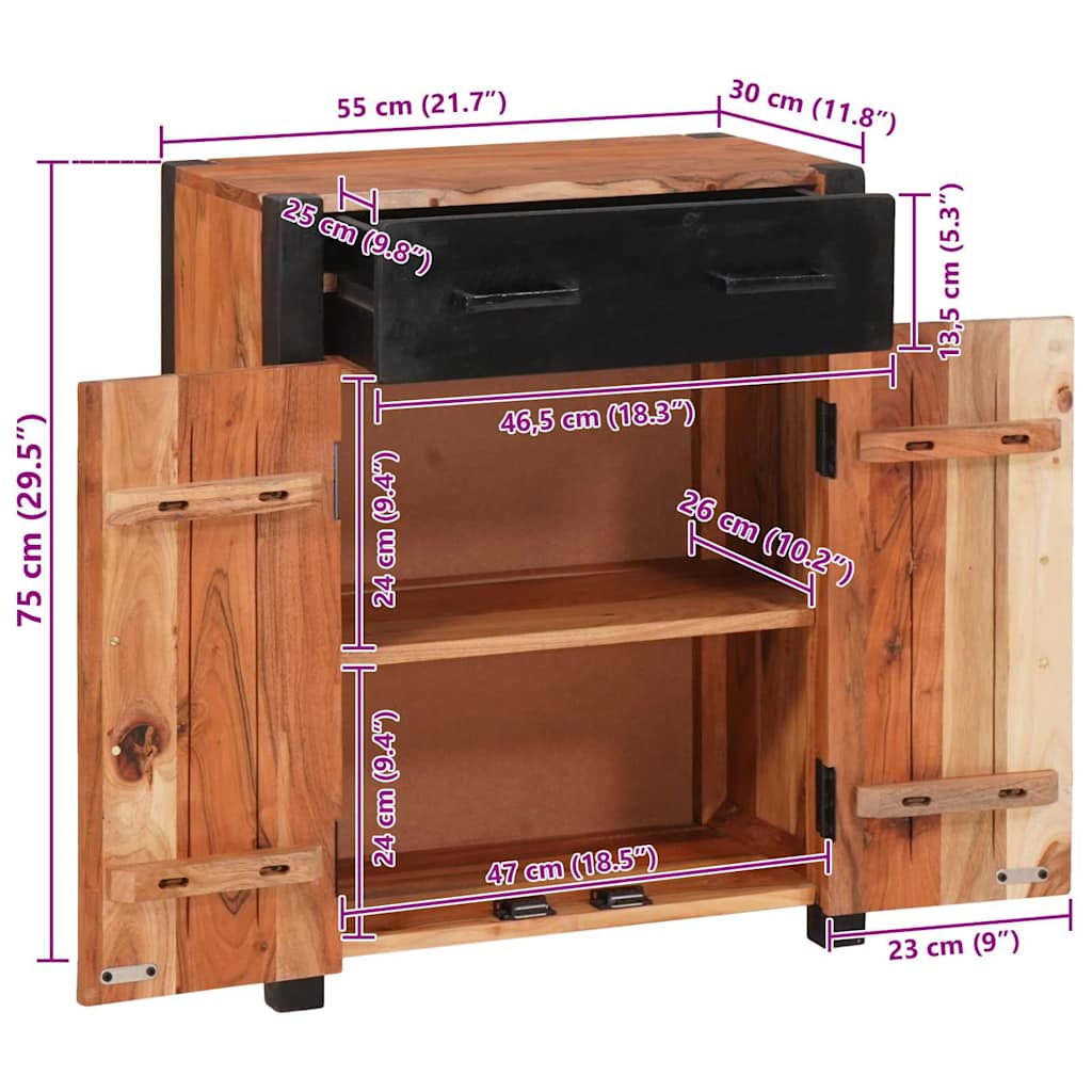 Πλαϊνό γραφείο Καφέ 55 x 30 x 75 εκ Στερεό Ξύλο Ακακίας