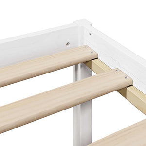 Κρεβάτι Βιβλιοθήκη Χωρίς Στρώμα Λευκό 135x190 εκ Μασίφ Πεύκο