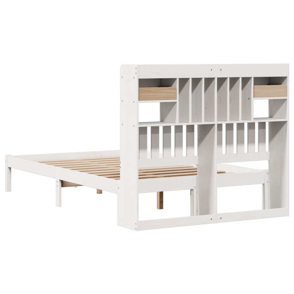 Κρεβάτι Βιβλιοθήκη Χωρίς Στρώμα 120x190 εκ Μασίφ Ξύλο Πεύκου