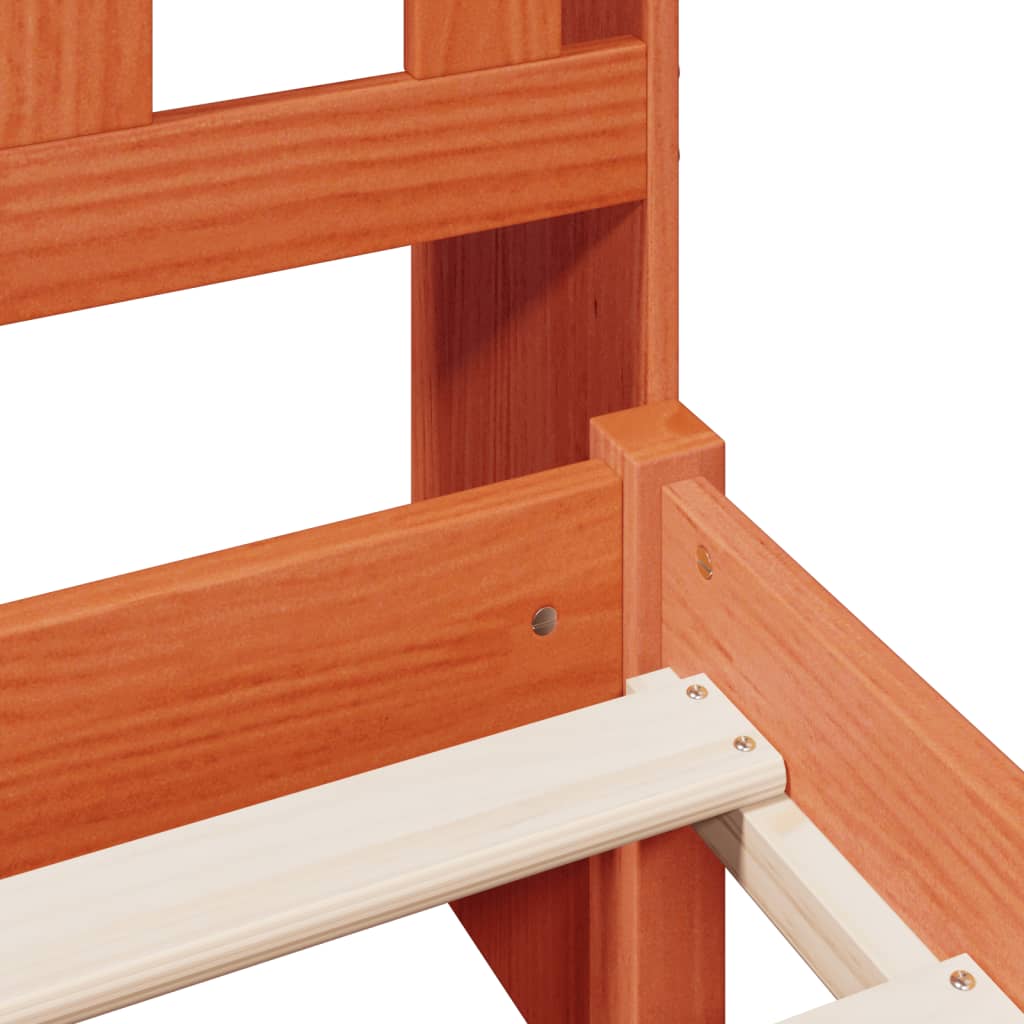 Κρεβάτι Βιβλιοθήκη Χωρίς Στρώμα 160x200 εκ Μασίφ Ξύλο Πεύκου