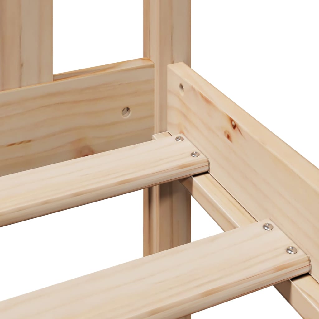 Κρεβάτι Βιβλιοθήκη Χωρίς Στρώμα 180x200 εκ Μασίφ Ξύλο Πεύκου