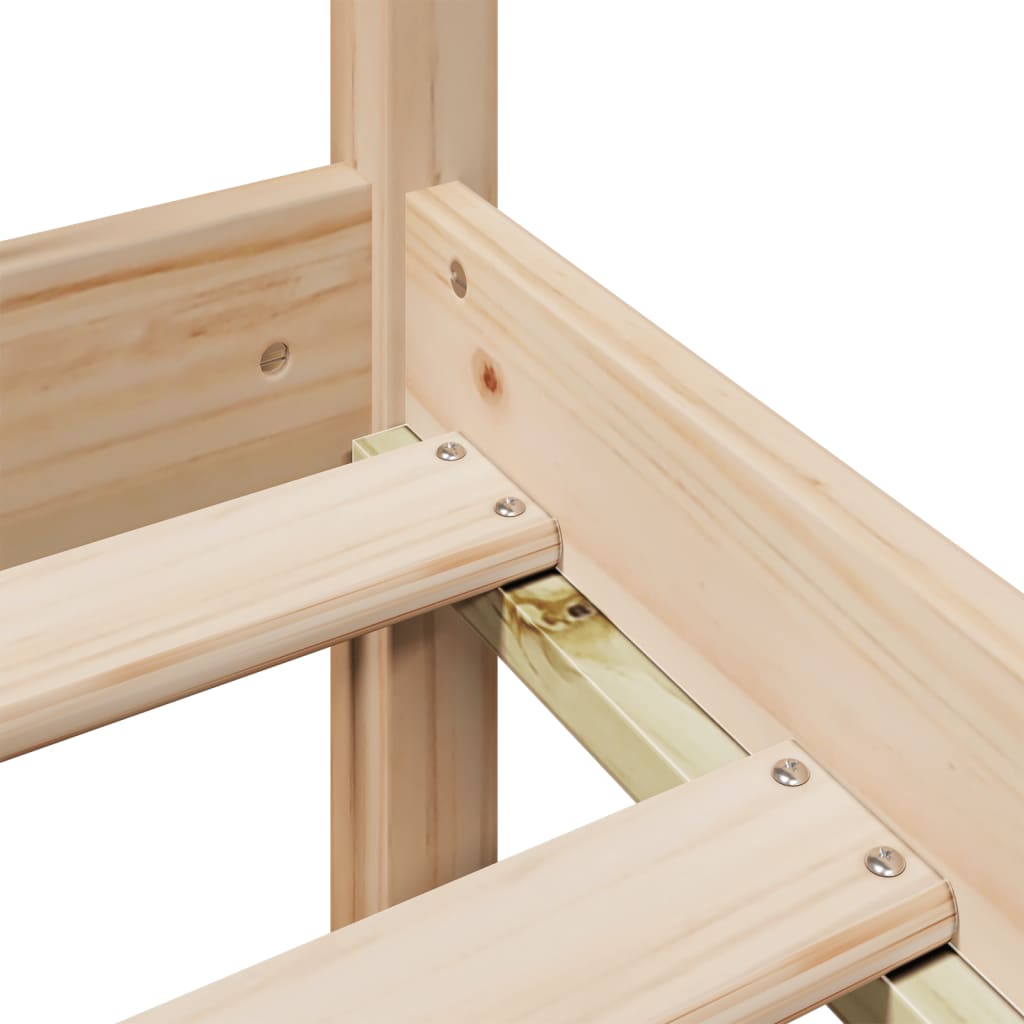 Κρεβάτι Βιβλιοθήκη Χωρίς Στρώμα 90x200 εκ Μασίφ Ξύλο Πεύκου