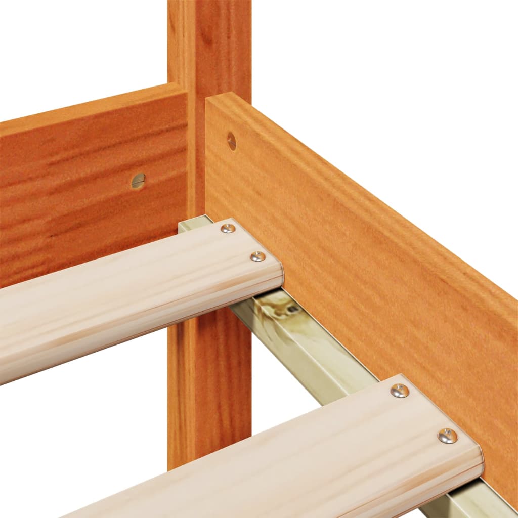 Κρεβάτι Βιβλιοθήκη Χωρίς Στρώμα 100x200 εκ Μασίφ Ξύλο Πεύκου