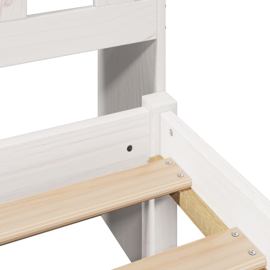 Κρεβάτι Βιβλιοθήκη Χωρίς Στρώμα Λευκό 135x190 εκ Μασίφ Πεύκο