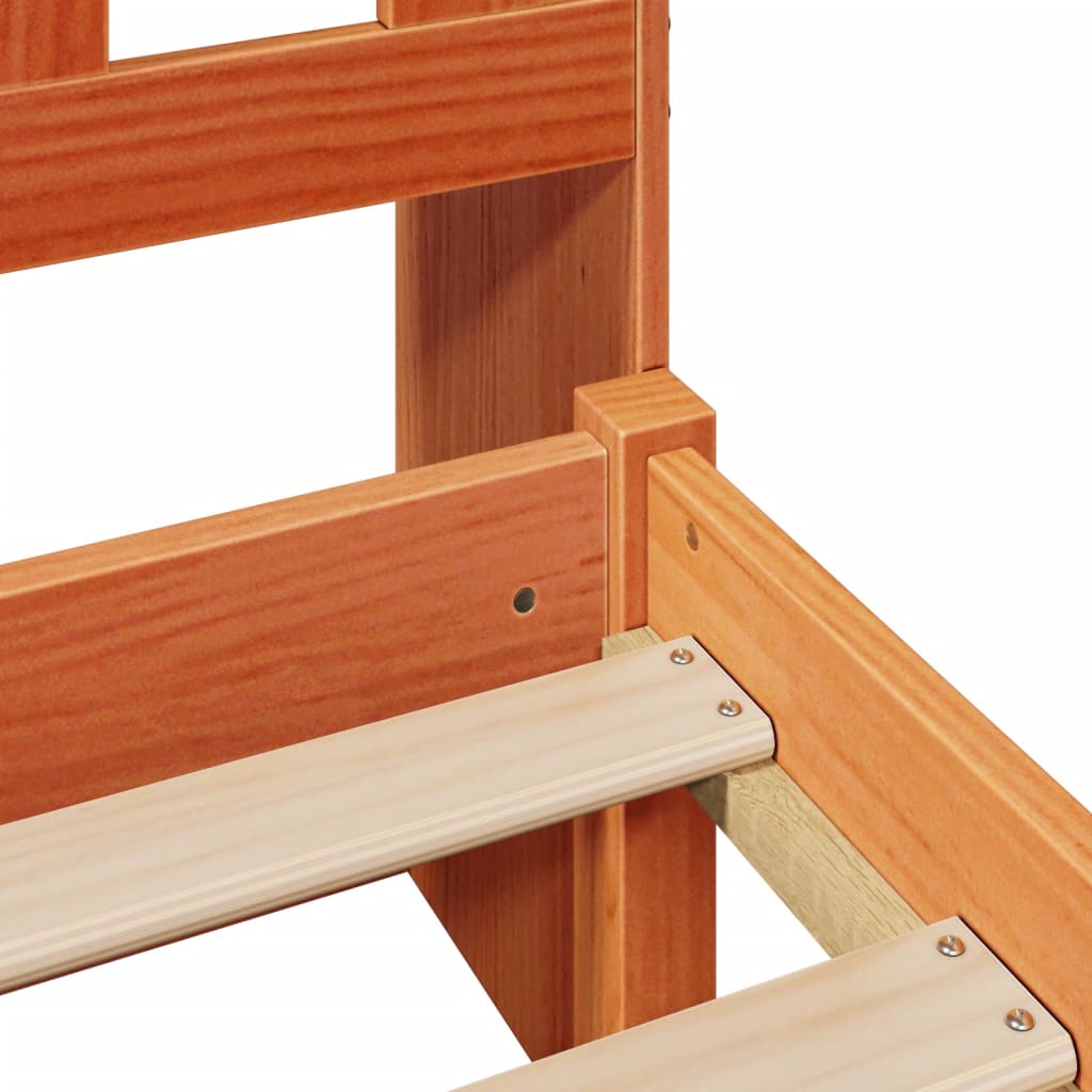 Κρεβάτι Βιβλιοθήκη Χωρίς Στρώμα 100x200 εκ Μασίφ Ξύλο Πεύκου