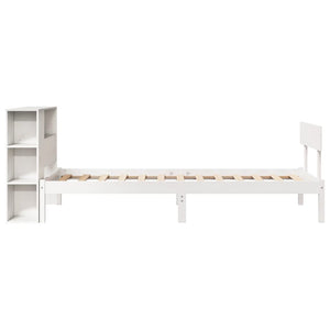 Κρεβάτι Βιβλιοθήκη Χωρίς Στρώμα Λευκό 75x190 εκ Μασίφ Πεύκο