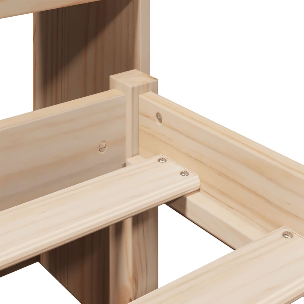 Κρεβάτι Βιβλιοθήκη Χωρίς Στρώμα 90x200 εκ Μασίφ Ξύλο Πεύκου