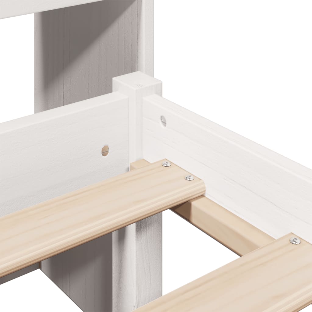 Κρεβάτι Βιβλιοθήκη Χωρίς Στρώμα 120x200 εκ Μασίφ Ξύλο Πεύκο