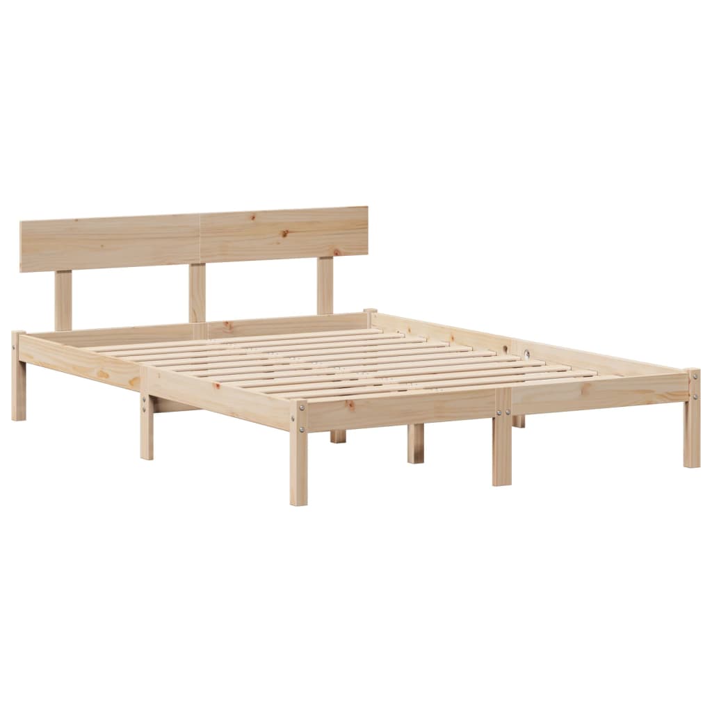 Κρεβάτι Βιβλιοθήκη Χωρίς Στρώμα 140x200 εκ Μασίφ Ξύλο Πεύκο - Pakobazaar