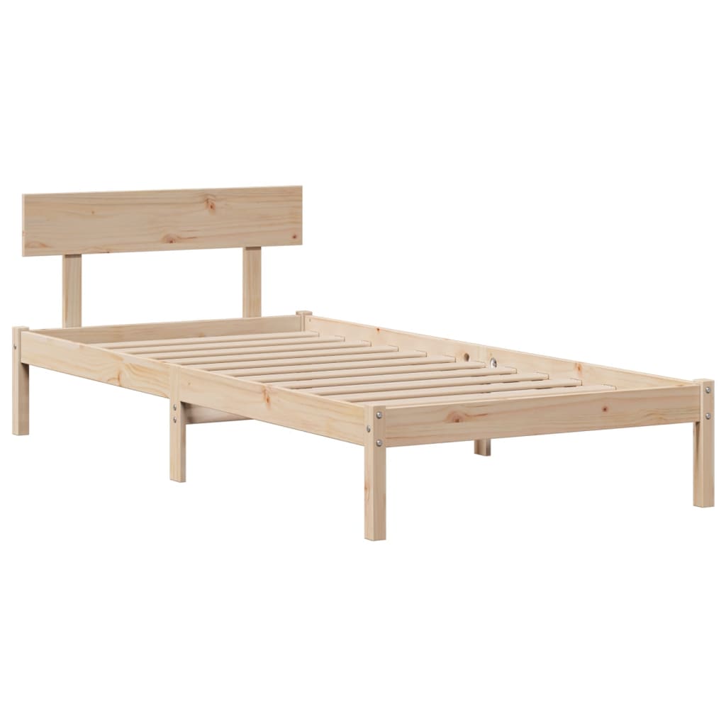 Κρεβάτι Βιβλιοθήκη Χωρίς Στρώμα 75x190 εκ Μασίφ Ξύλο Πεύκο - Pakobazaar