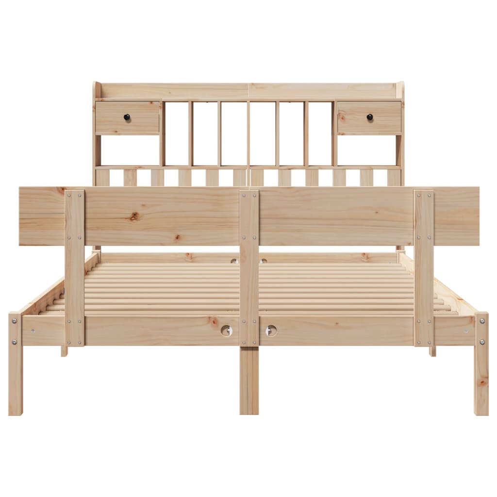 Κρεβάτι Βιβλιοθήκη Χωρίς Στρώμα 140x200 εκ Μασίφ Ξύλο Πεύκο