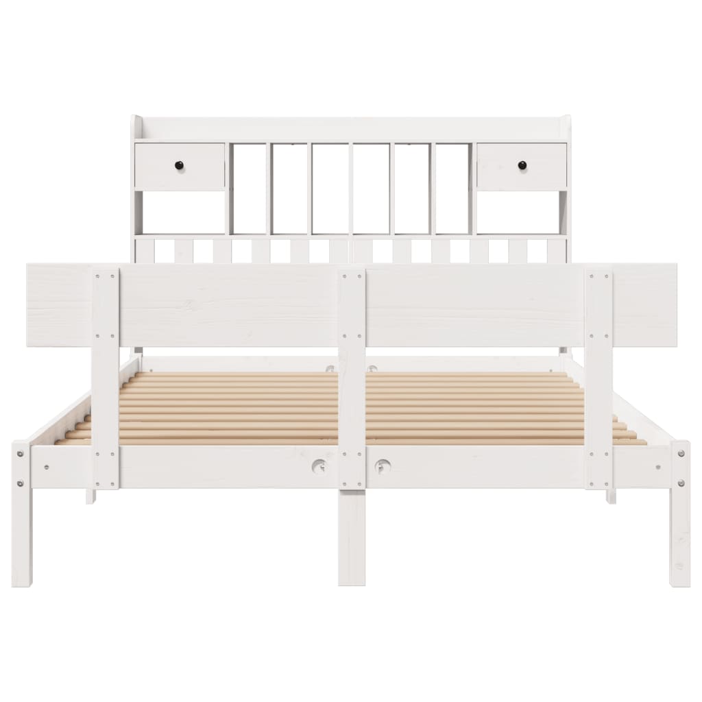 Κρεβάτι Βιβλιοθήκη Χωρίς Στρώμα 140x200 εκ Μασίφ Ξύλο Πεύκο