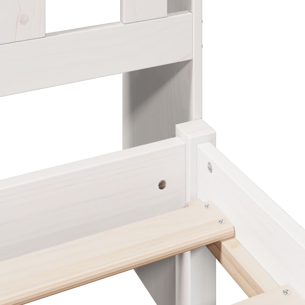 Κρεβάτι Βιβλιοθήκη Χωρίς Στρώμα 140x200 εκ Μασίφ Ξύλο Πεύκο