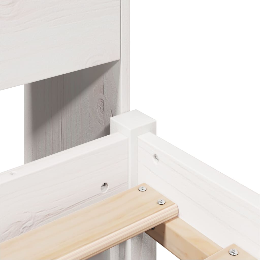 Κρεβάτι Βιβλιοθήκη Χωρίς Στρώμα Λευκό 75x190 εκ Μασίφ Πεύκο - Pakobazaar