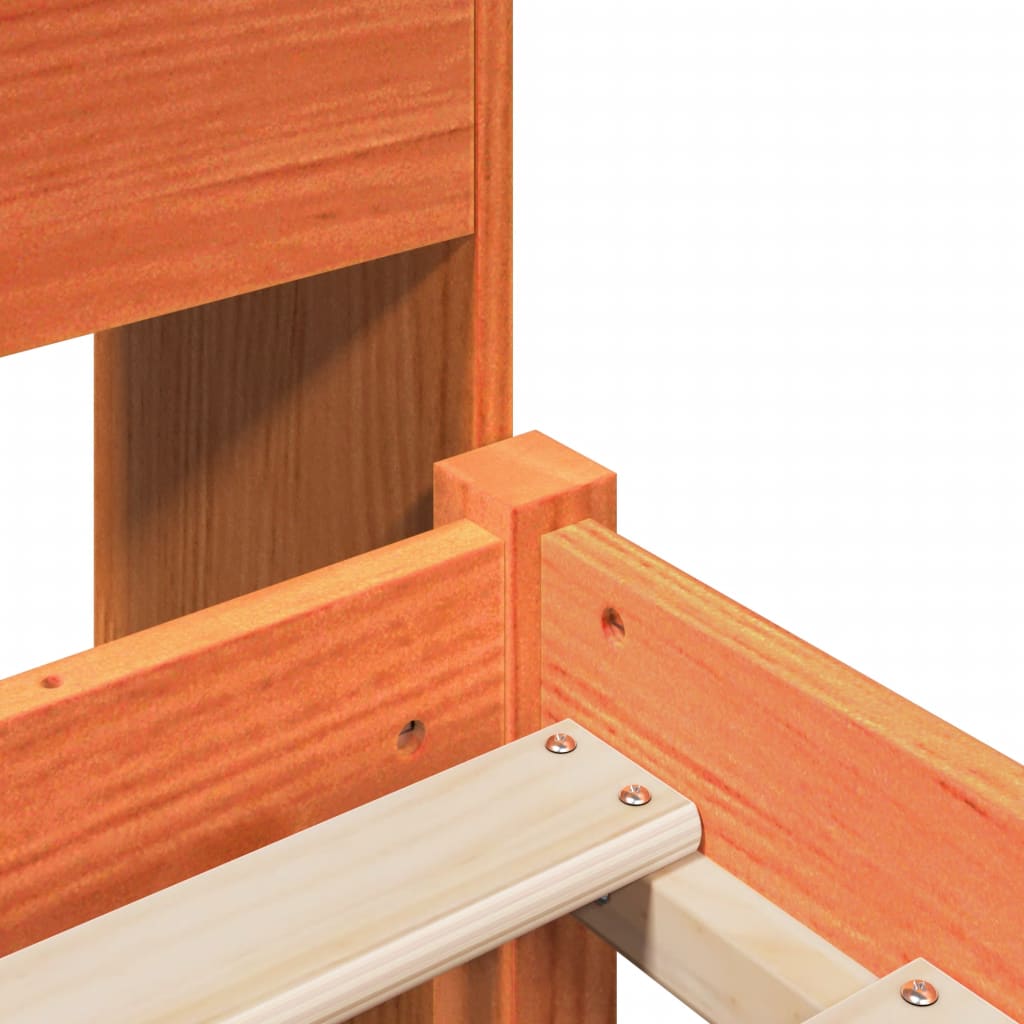 Κρεβάτι Βιβλιοθήκη Χωρίς Στρώμα Καφέ 75x190 εκ Μασίφ Πεύκο