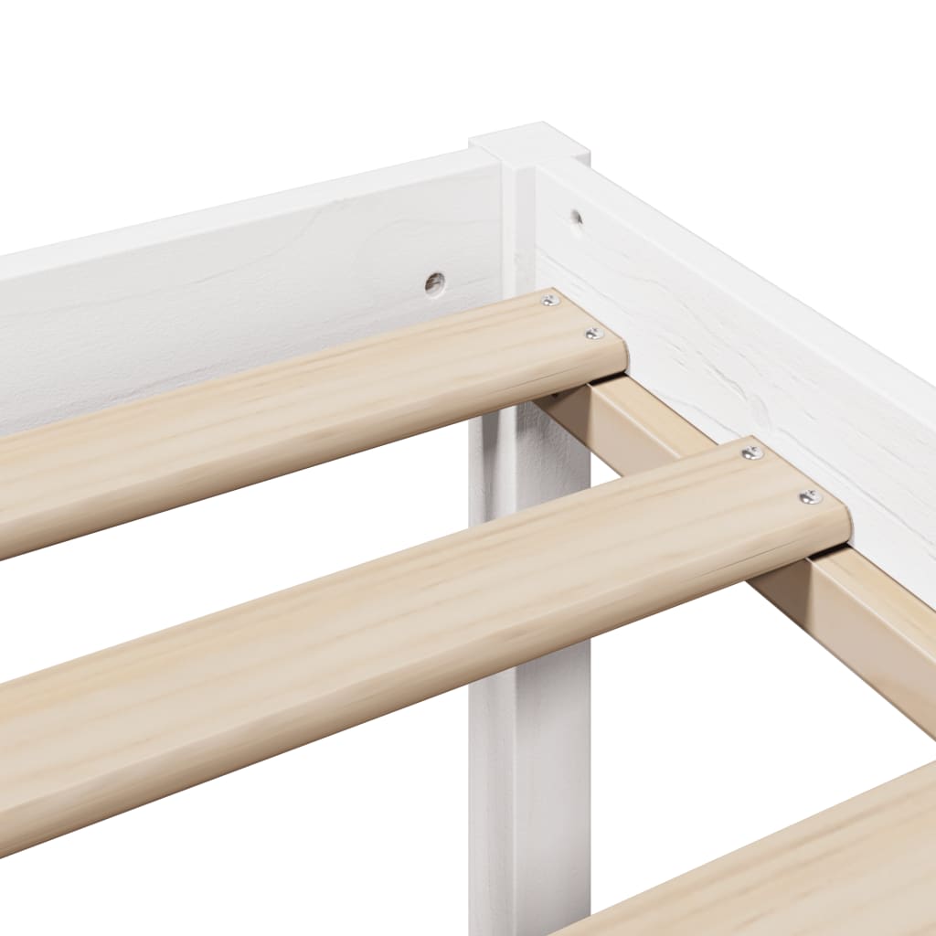 Κρεβάτι Βιβλιοθήκη Χωρίς Στρώμα 200x200 εκ Μασίφ Ξύλο Πεύκου - Pakobazaar