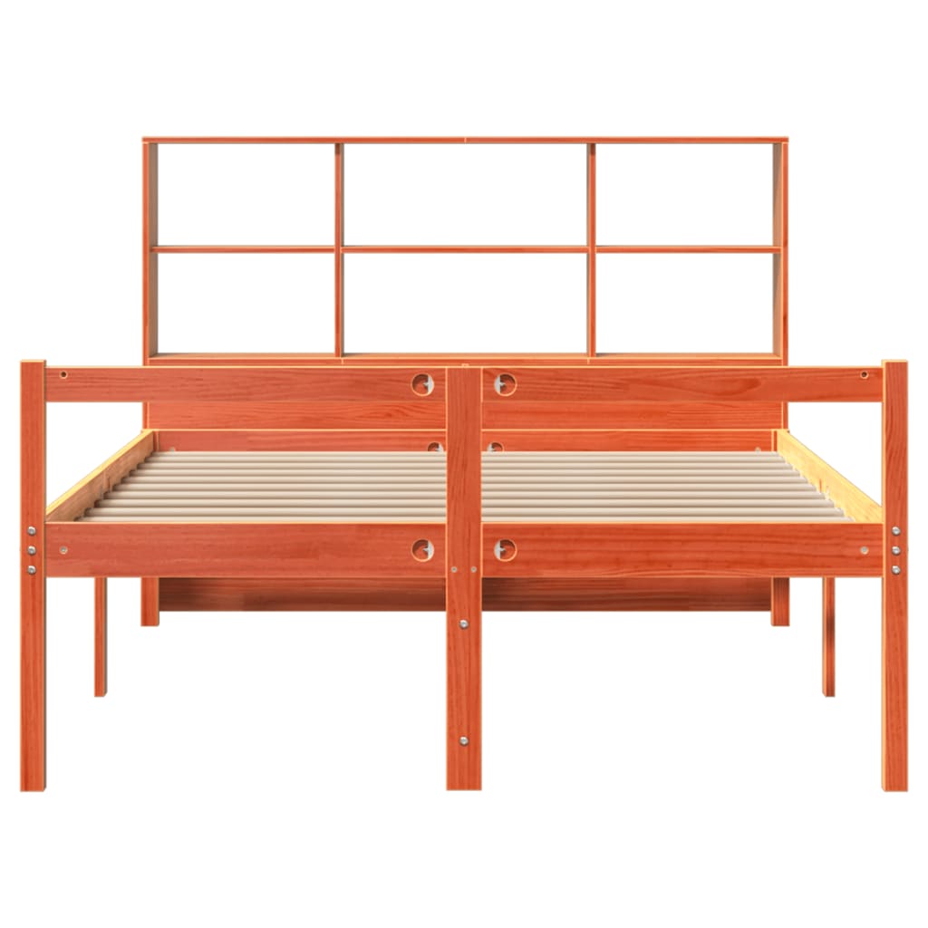 Κρεβάτι Βιβλιοθήκη Χωρίς Στρώμα Καφέ 120x200 εκ Μασίφ Πεύκο