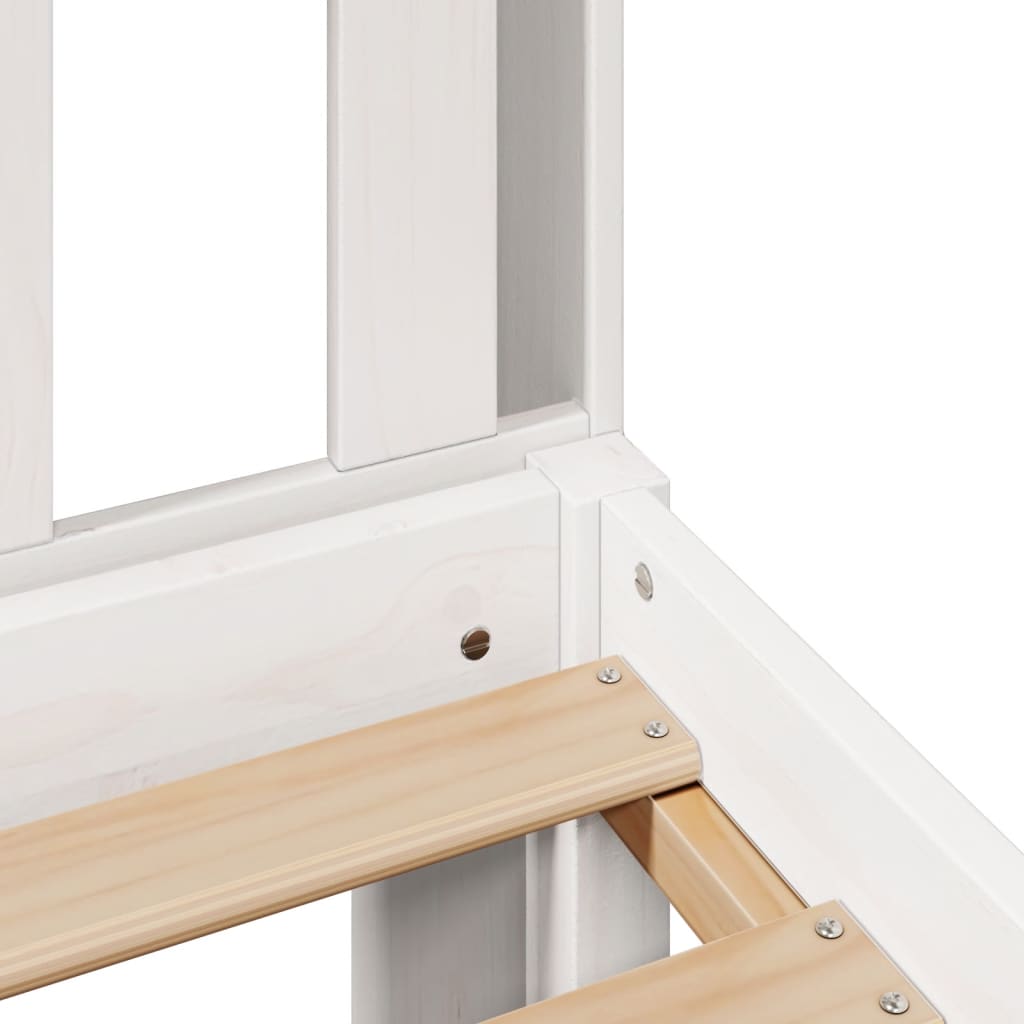 Κρεβάτι Βιβλιοθήκη Χωρίς Στρώμα 140x200 εκ Μασίφ Ξύλο Πεύκο