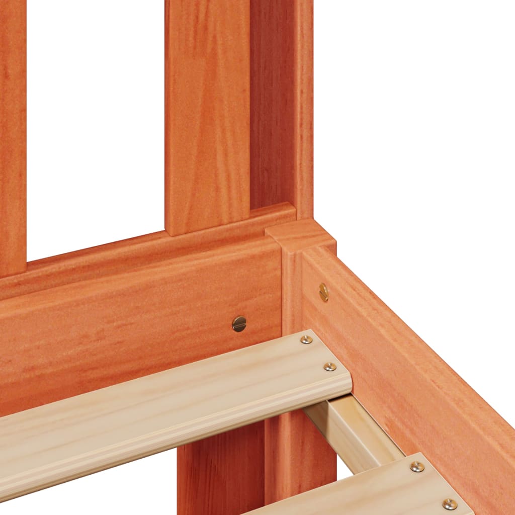 Κρεβάτι Βιβλιοθήκη Χωρίς Στρώμα 140x190 εκ Μασίφ Ξύλο Πεύκου