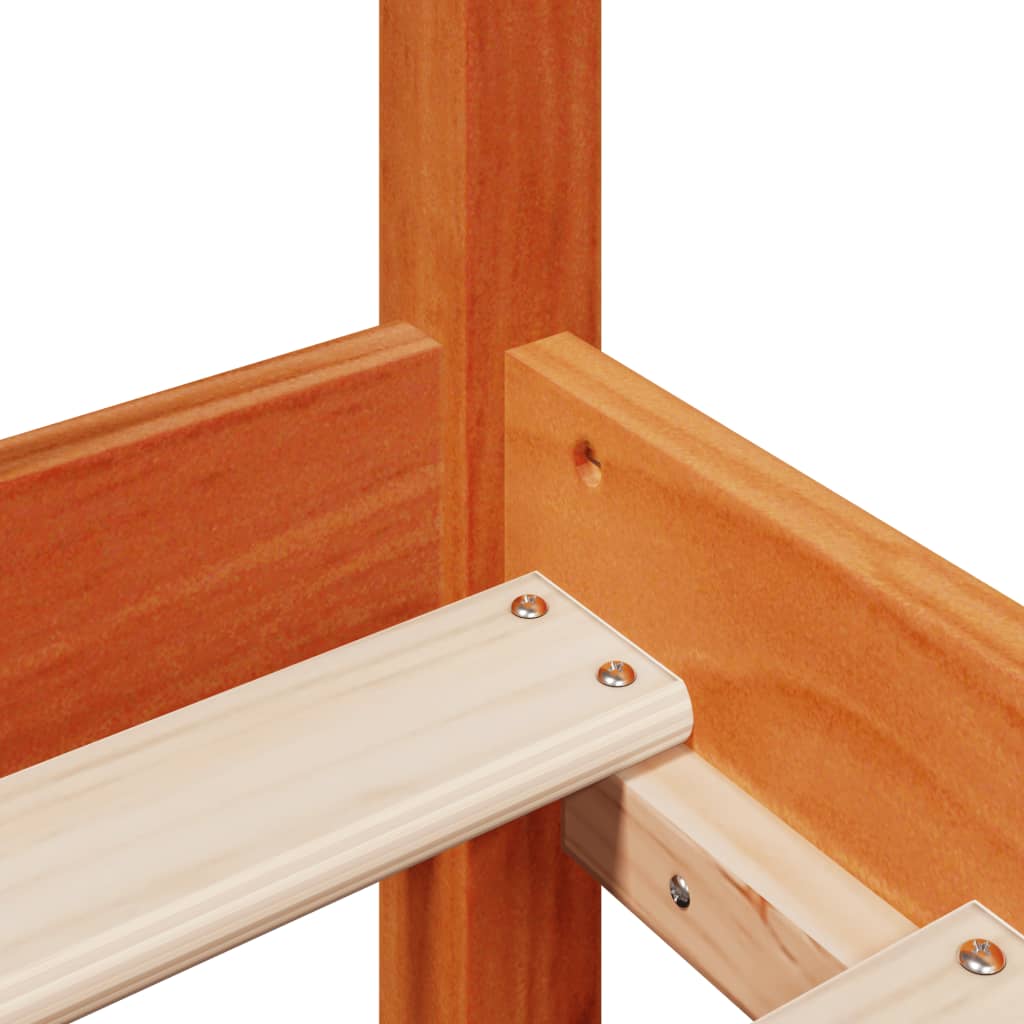 Κρεβάτι Βιβλιοθήκη Χωρίς Στρώμα Καφέ 160x200 εκ Μασίφ Πεύκο