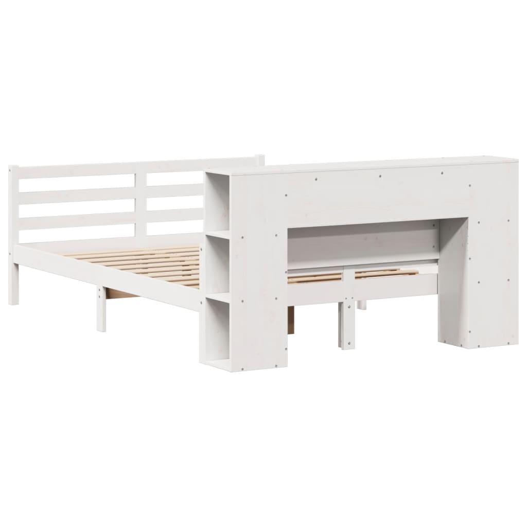 Κρεβάτι Βιβλιοθήκη Χωρίς Στρώμα 140x200 εκ Μασίφ Ξύλο Πεύκο