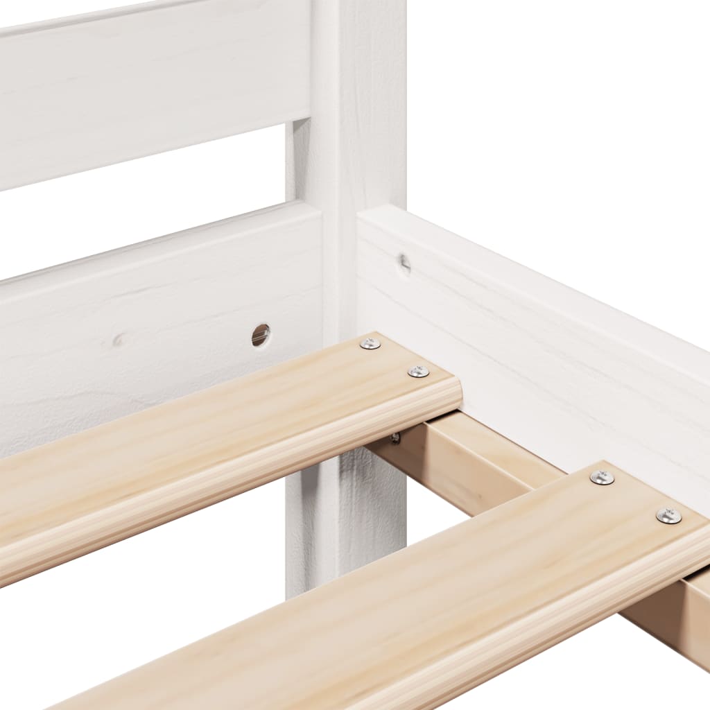 Κρεβάτι Βιβλιοθήκη Χωρίς Στρώμα 200x200 εκ Μασίφ Ξύλο Πεύκου - Pakobazaar