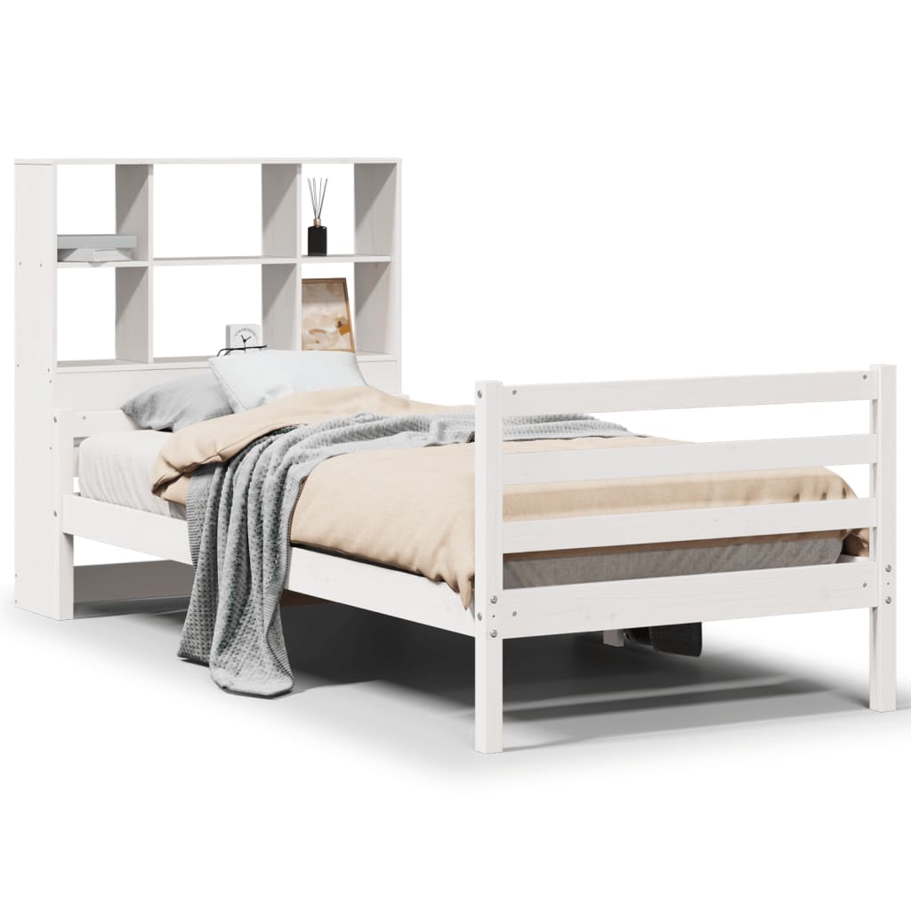 Κρεβάτι Βιβλιοθήκη Χωρίς Στρώμα 100x200 εκ. Μασίφ Ξύλο Πεύκο
