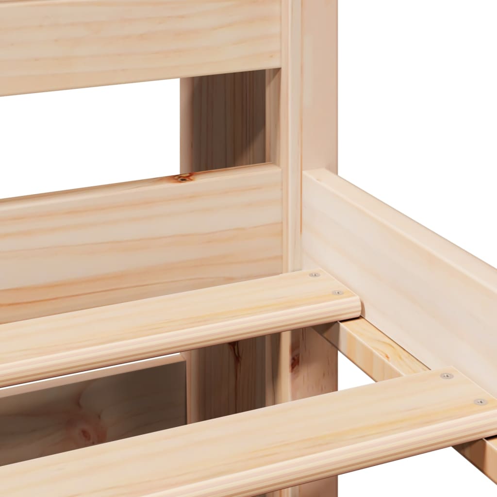 Κρεβάτι Βιβλιοθήκη Χωρίς Στρώμα 140x190 εκ Μασίφ Ξύλο Πεύκου