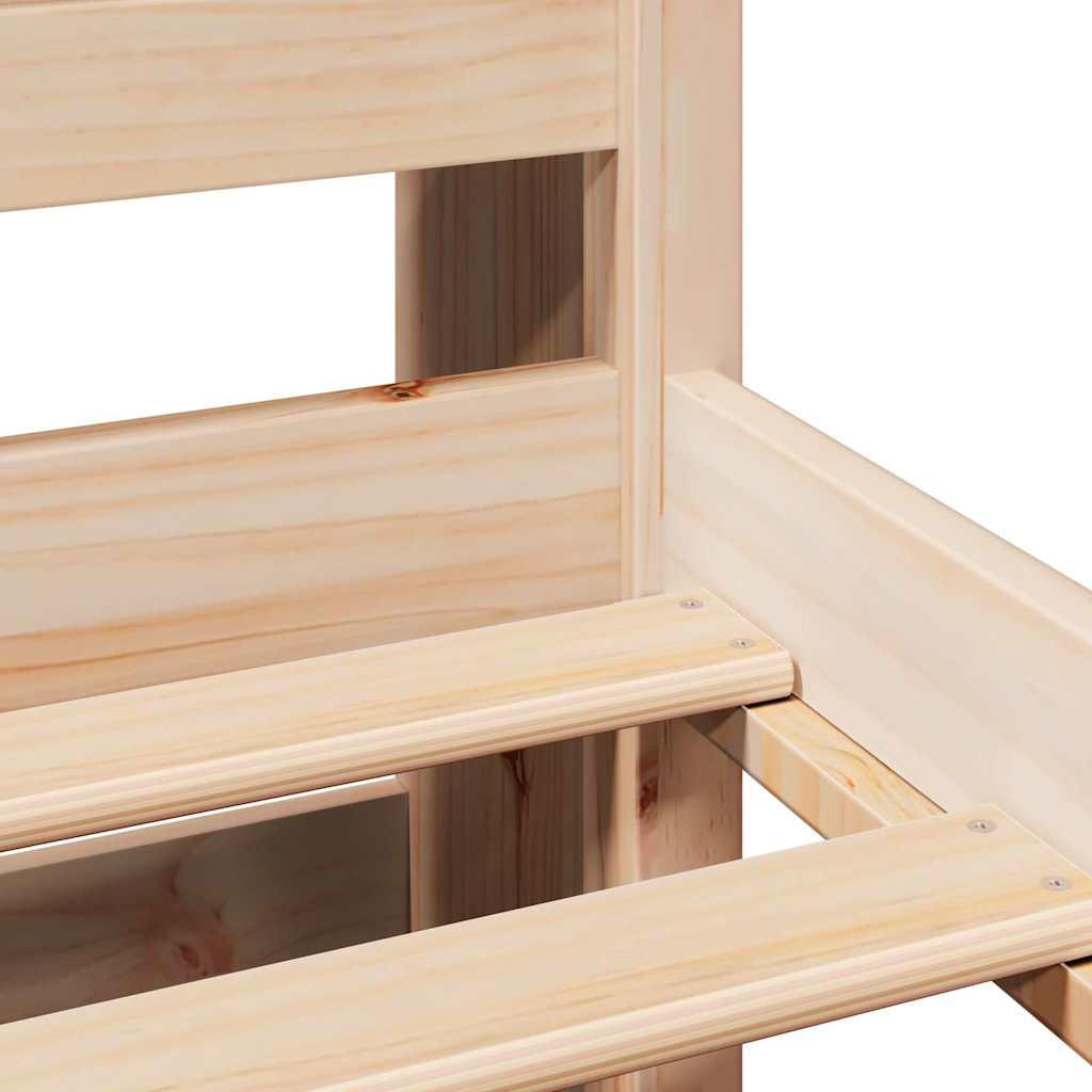 Κρεβάτι Βιβλιοθήκη Χωρίς Στρώμα 90x200 εκ Μασίφ Ξύλο Πεύκου - Pakobazaar