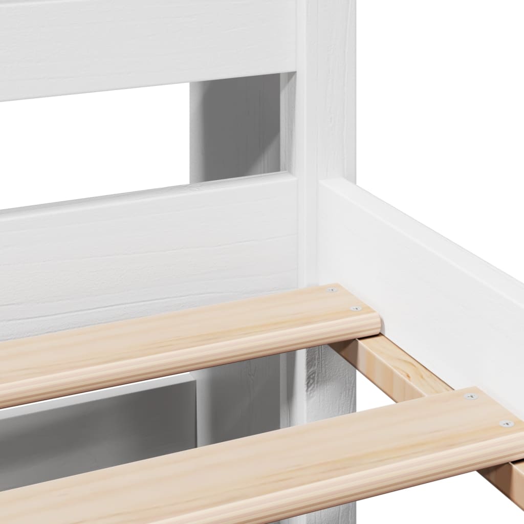 Κρεβάτι Βιβλιοθήκη Χωρίς Στρώμα 140x200 εκ Μασίφ Ξύλο Πεύκο