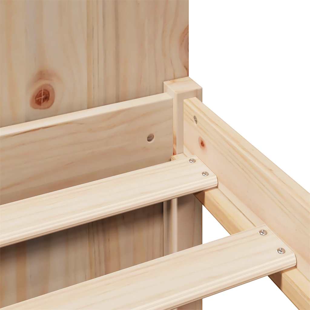 Κρεβάτι Βιβλιοθήκη Χωρίς Στρώμα 120x200 εκ Μασίφ Ξύλο Πεύκο