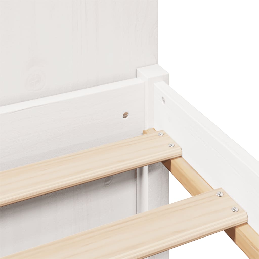 Κρεβάτι Βιβλιοθήκη Χωρίς Στρώμα 200x200 εκ Μασίφ Ξύλο Πεύκου