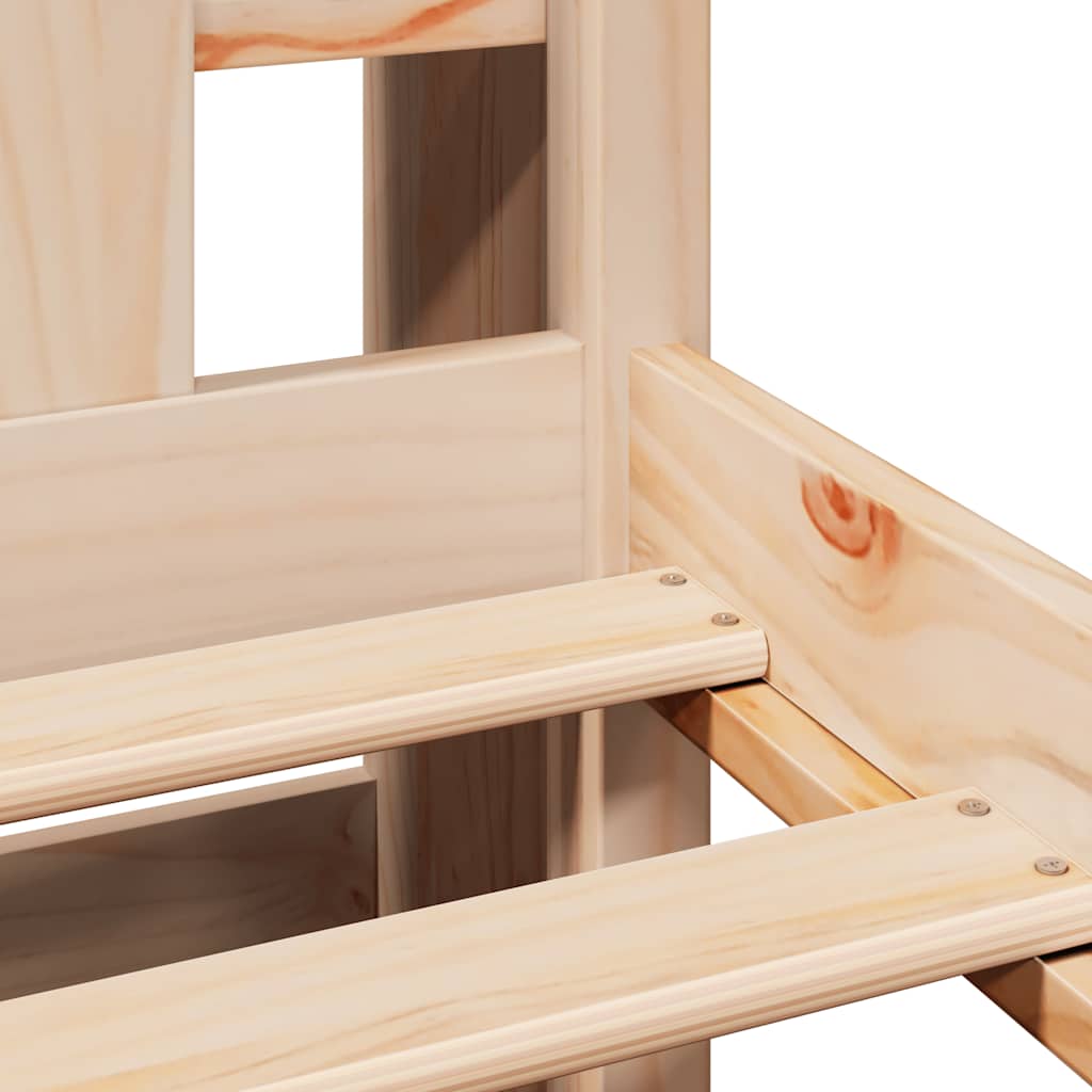 Κρεβάτι Βιβλιοθήκη Χωρίς Στρώμα 180x200 εκ Μασίφ Ξύλο Πεύκου