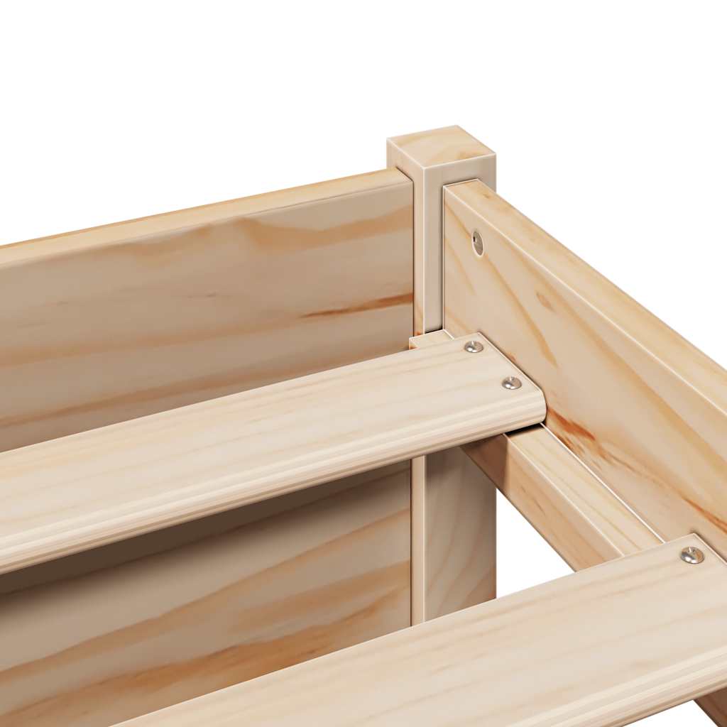 Κρεβάτι Βιβλιοθήκη Χωρίς Στρώμα 140x190 εκ Μασίφ Ξύλο Πεύκου