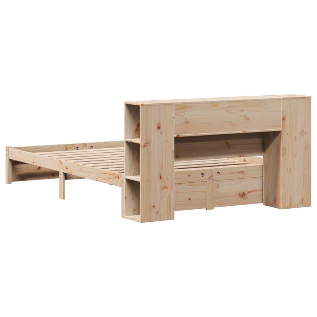 Κρεβάτι Βιβλιοθήκη Χωρίς Στρώμα 120x200 εκ Μασίφ Ξύλο Πεύκο