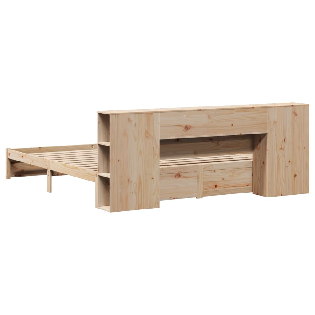 Κρεβάτι Βιβλιοθήκη Χωρίς Στρώμα 180x200 εκ Μασίφ Ξύλο Πεύκου