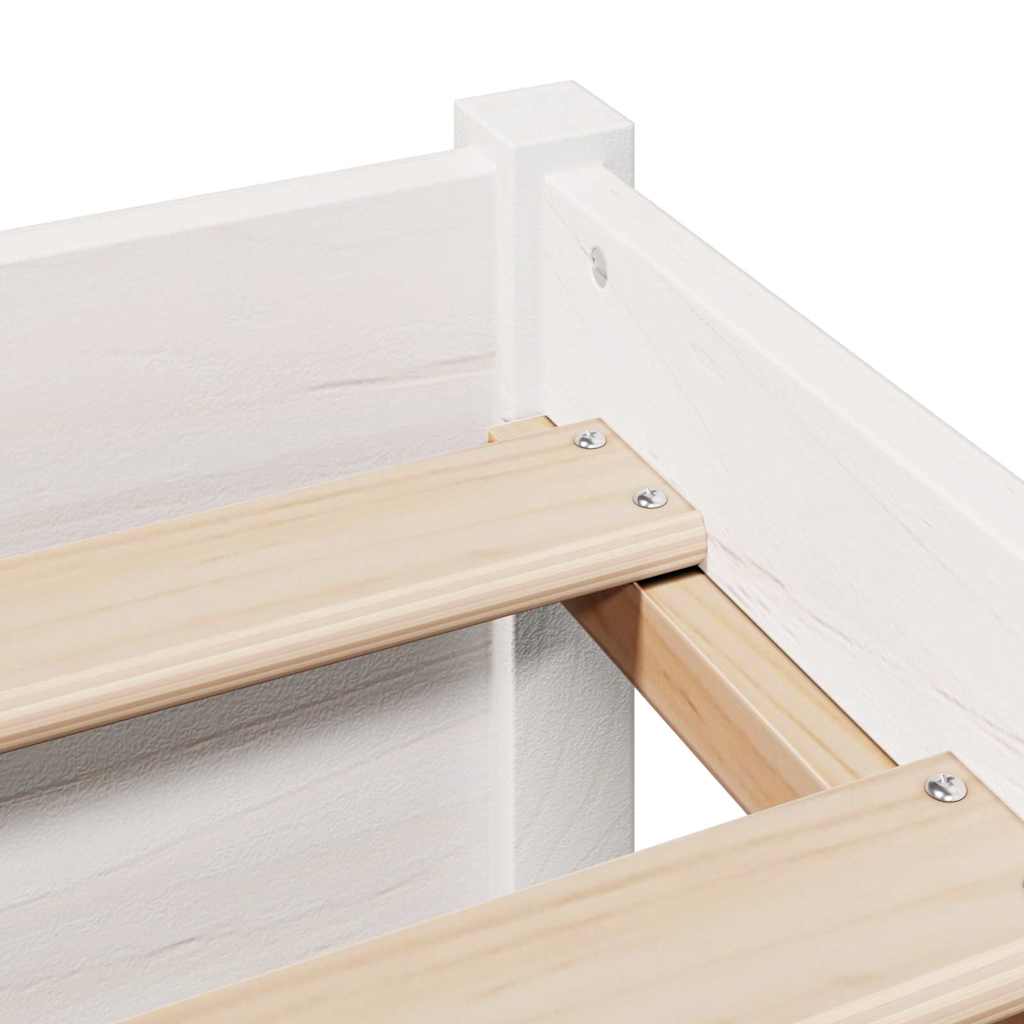 Κρεβάτι Βιβλιοθήκη Χωρίς Στρώμα Λευκό 75x190 εκ Μασίφ Πεύκο - Pakobazaar