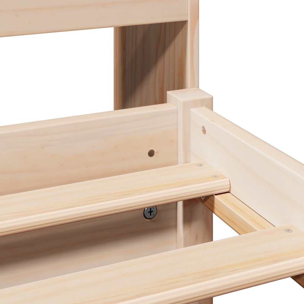 Κρεβάτι Βιβλιοθήκη Χωρίς Στρώμα 75x190 εκ Μασίφ Ξύλο Πεύκο