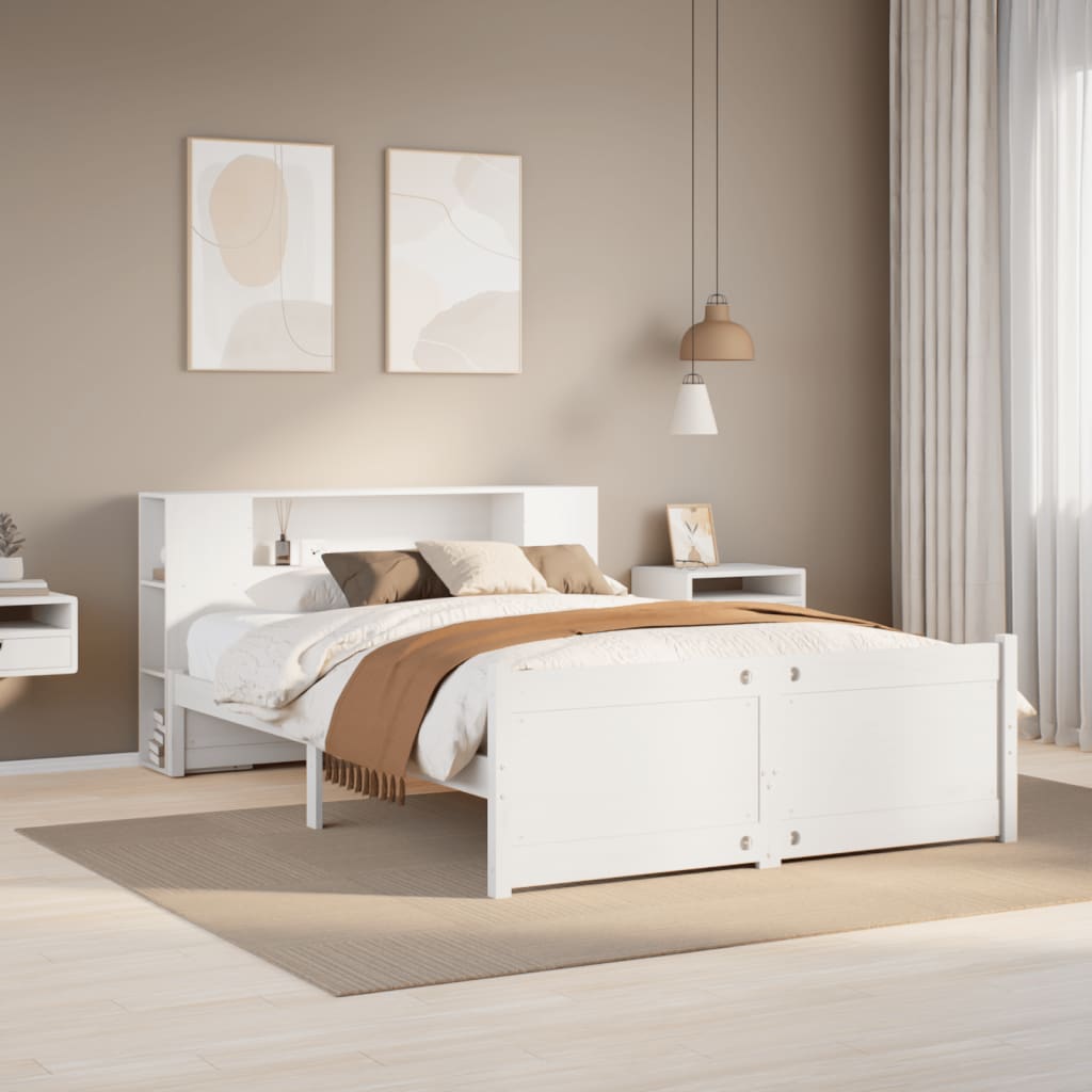 Κρεβάτι Βιβλιοθήκη Χωρίς Στρώμα 120x190 εκ Μασίφ Ξύλο Πεύκου