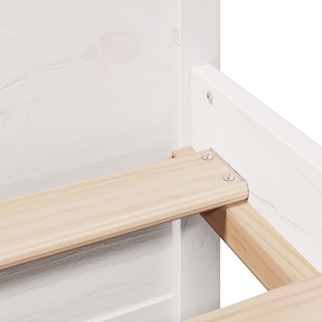 Κρεβάτι Βιβλιοθήκη Χωρίς Στρώμα Λευκό 135x190 εκ Μασίφ Πεύκο