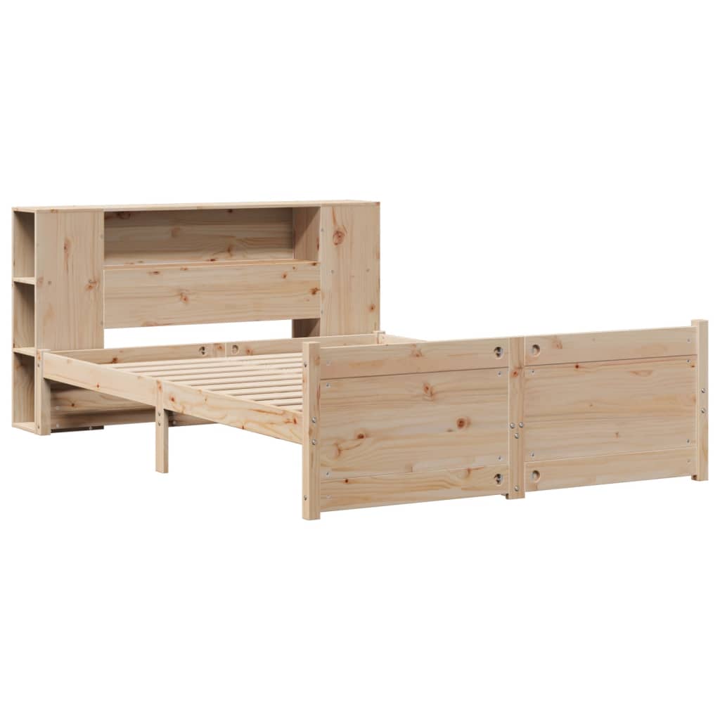 Κρεβάτι Βιβλιοθήκη Χωρίς Στρώμα 150x200 εκ Μασίφ Ξύλο Πεύκου