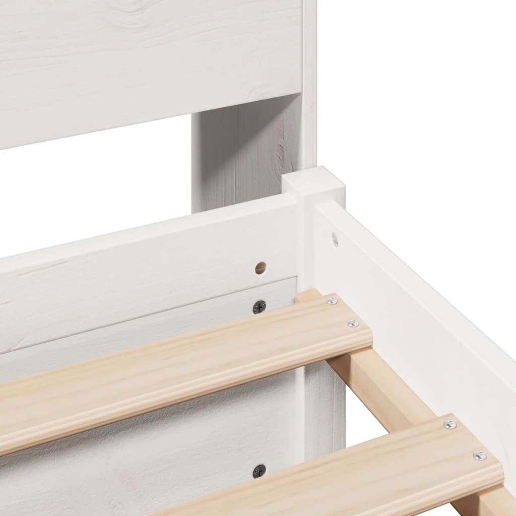 Κρεβάτι Βιβλιοθήκη Χωρίς Στρώμα Λευκό 75x190 εκ Μασίφ Πεύκο - Pakobazaar