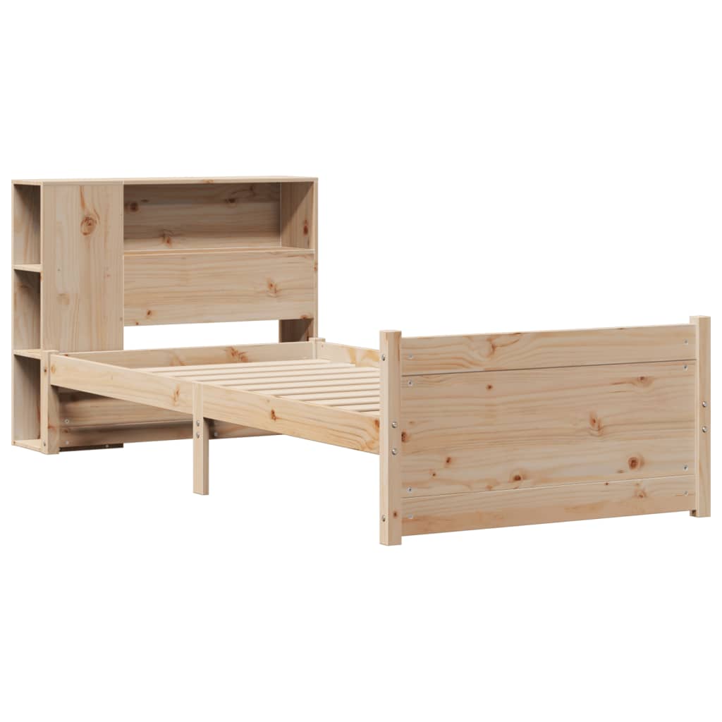 Κρεβάτι Βιβλιοθήκη Χωρίς Στρώμα 90x190 εκ Μασίφ Ξύλο Πεύκου