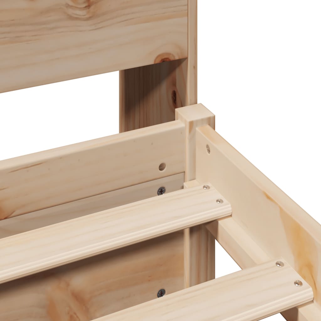 Κρεβάτι Βιβλιοθήκη Χωρίς Στρώμα 90x190 εκ Μασίφ Ξύλο Πεύκου